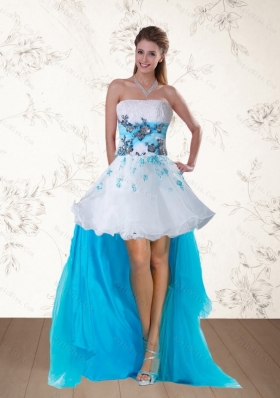 2015 Pretty Multi Color Strapless Prom Dresses with Embroidery and Beading