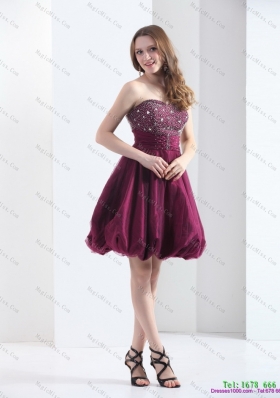 Perfect and Plus Size Wine Red Strapless Short Prom Dresses with Beading