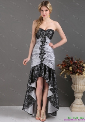 High Low Multi Color Prom Dresses with Ruching and Appliques