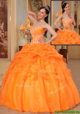 2016 New Arrivals Appliques Sweetheart Quinceanera Dresses in Orange Red