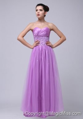 2013 Lavender Beaded Decorate and Ruch Sweetheart Prom Dress With Tulle