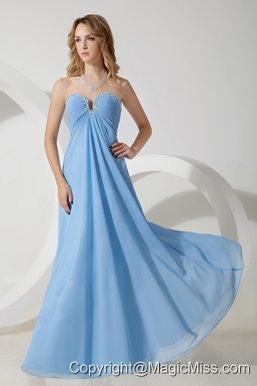 Baby Blue Empire Sweetheart Floor-length Chiffon Beading Prom / Evening Dress