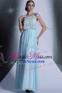 Adorable Baby Blue Scoop Side Zipper Lace Prom Dress Sleeveless