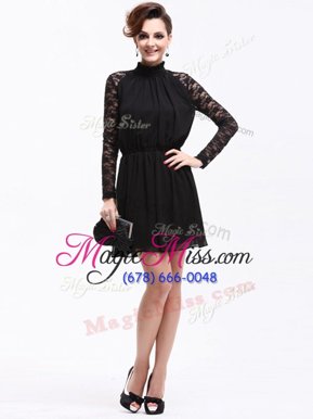 Designer Black Sleeveless Knee Length Lace Zipper Mother Of The Bride Dress