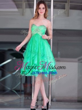 Beading Dress for Prom Green Zipper Sleeveless Floor Length