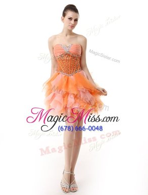 Lovely Sleeveless Knee Length Beading and Ruffles Zipper Prom Dresses with Multi-color