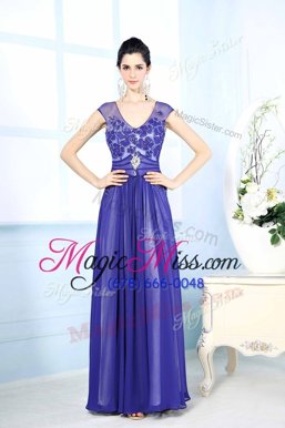 Pretty Column/Sheath Prom Gown Turquoise Scoop Chiffon Sleeveless Floor Length Zipper