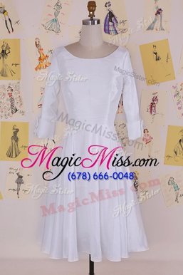 Unique Scoop Half Sleeves Zipper Mother Of The Bride Dress White Chiffon