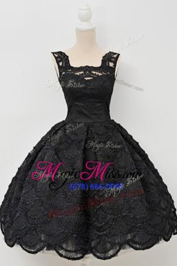 Custom Design Knee Length Zipper Oscars Dresses Black and In for Prom and Party with Lace