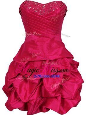 Ball Gowns Military Ball Gowns Black and Red Sweetheart Taffeta Sleeveless Mini Length Lace Up