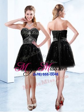 Sumptuous Black Sleeveless Tulle Lace Up Club Wear for Prom and Party