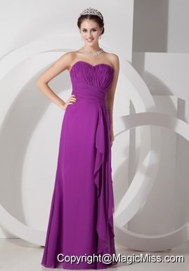 Purple Empire Sweetheart Floor-length Chiffon Ruch Prom Dress