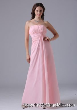 Massachusetts City Baby Pink Ruched Decorate Simple Bridesmaid Dress With Floor-length In 2013