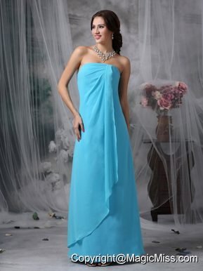 Teal Empire Strapless Floor-length Chiffon Prom Dress