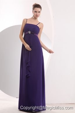 Purple Empire Straps Floor-length Chiffon Sashes Prom / Evening Dress
