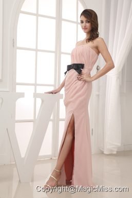 Champagne Empire Belt and Ruching Strapless long 2013 Prom Dress