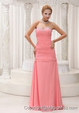 Beaded Decorate Sweetheart Neckline Watermelon Red Custom Made Prom / Pageant Dress For 2013