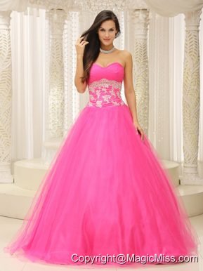 A-line Prom Dress With Sweetheart and Appliques Decorate Waist Tulle In California
