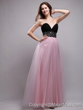 Baby Pink Column Sweetheart Floor-length Neet Beading Prom / Evening Dress