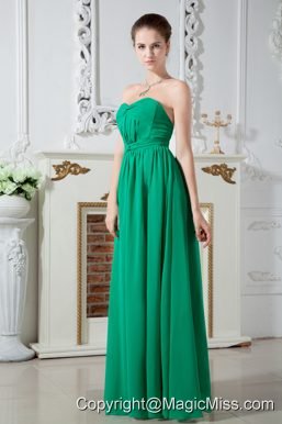 Green Empire Sweetheart Floor-length Chiffon Ruch Prom Dress