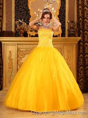 Cheap Ball Gown Spaghetti Straps Floor-length Beading Satin and Organza Orange Quinceanera Dress