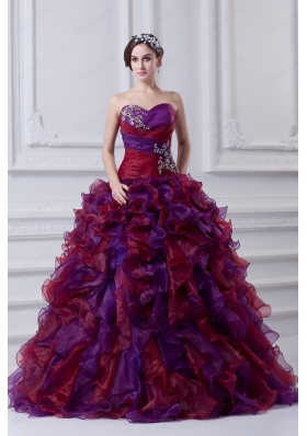 2015 Multi-color Sweetheart Ball Gown Beading  Quinceanera Dress with Ruffles