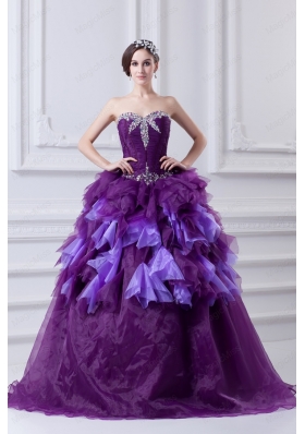 Beading Multi-color Sweetheart Ball Gown Quinceanera Dress with Ruffles