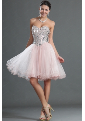 2015 Pretty Sweetheart Knee Length Prom Dresses with Beading