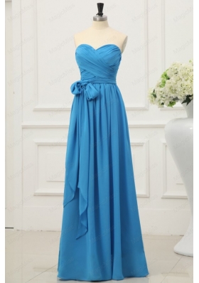 Simple Sweetheart Empire Bridesmaid Dresses in Teal with Sash