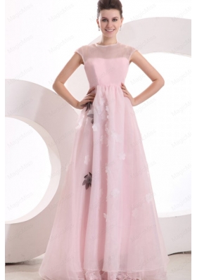 Beautiful Empire Pink Appliques Mother of the Bride Dresses with High Neck
