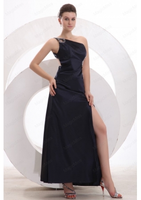 Sexy Column One Shoulder Navy Blue Mother of the Bride Dresses with Criss Cross