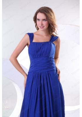 Empire Chiffon Blue Wide Straps Mother of the Bride Dresses with Ruching