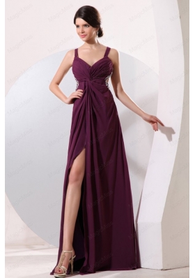 Straps Chiffon Beading and High Silt Mother of the Bride Dresses with Criss Cross