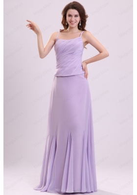 Column Straps Ruching Chiffon Floor length Lavender Mother of the Bride Dresses