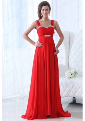 Elegant Empire Straps Beading Chiffon Red 2015 Mother of the Bride Dresses