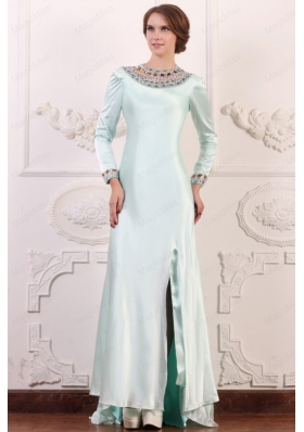 Apple Green Scoop Long Sleeves Mother of the Bride Dresses with Beading