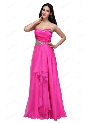 Empire Sweetheart Beading and Ruching Hot Pink Mother of the Bride Dresses
