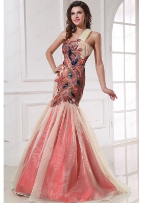 Mermaid One Shoulder Floor Length Prom Dress with Appliques
