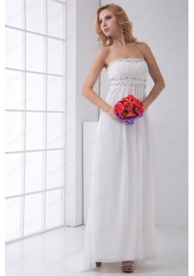 Pretty Empire Strapless Wedding Dress with Beading Ankle Length