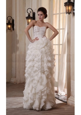 Column Sweetheart Chiffon Floor Length Ruffles Wedding Dress