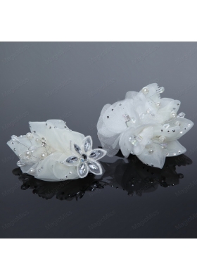 2015 White Rhinestone and Pearl Wedding Hair Flowers