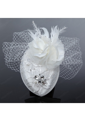 White 2015 Lovely Rhinestone Feather Hat Hair Ornament