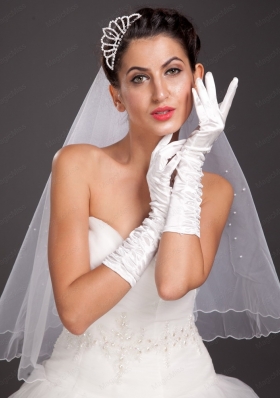 Elegant Satin Fingerless Elbow Length Bridal Gloves