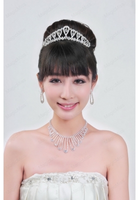 Magnificent Alloy With Rhinestone Ladies' Necklace and Tiara