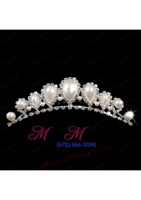 Popular Tiara With Rhinestone and Big Imitation Pearl Decorate