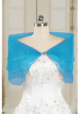 2014 Simple New Style Blue Shawls with Beading