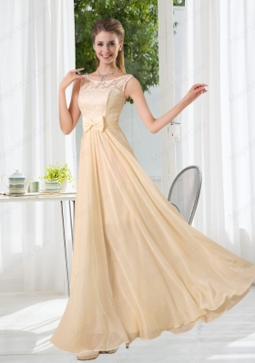 Bateau Empire Bridesmaid Dress with Lace and Belt
