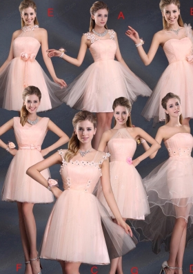 Baby Pink Mini Length 2015 The Most Popular Bridesmaid Dresses