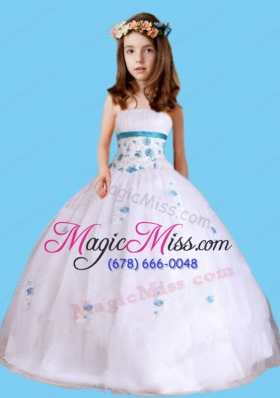 Beautiful Ball Gown Strapless Little Girl Pageant Dress with Appliques