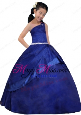 One Shoulder Ball Gown Ruching One Shoulder Little Girl Pageant Dress
